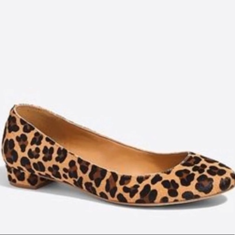 J.Crew lily leopard calf hair flat 9